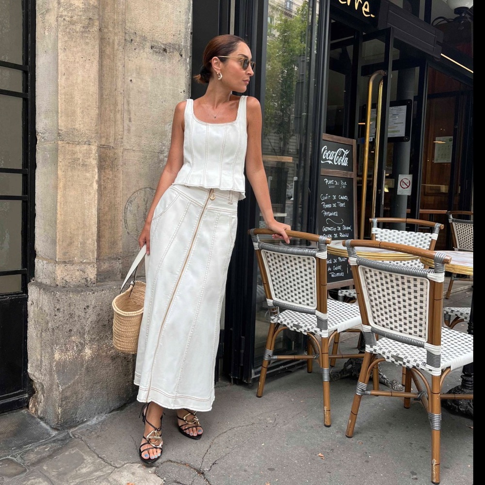 Aje Set: Posy Denim Top and Pepa Denim Midi Skirt